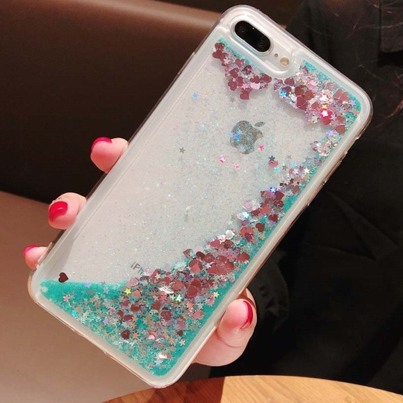 Accessories - iPhone Mint Liquid Glitter Case